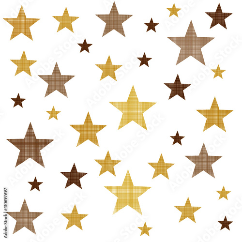 Pattern of stars in gold on a white background