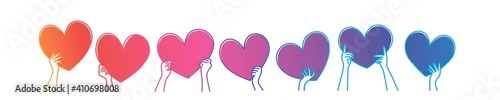 Hands holding heart. Donation, charity for people or the world. Colorful line. Vector illustration.