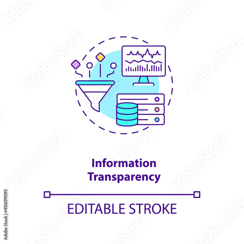 Information transparency concept icon. Industry 4.0 design principle idea thin line illustration. Manufacturing data sharing and collection. Vector isolated outline RGB color drawing. Editable stroke