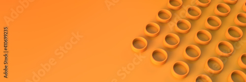 Abstract background with tubes on an orange background. Geometric structure. 3D visualization
