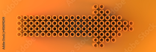 Foto The arrow directions of the plurality of tubes on an orange background