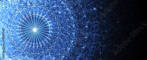Quantum processing. Deep learning artificial intelligence. Future new technology  for business or science presentation