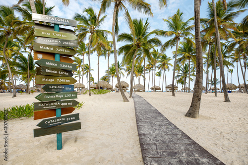 Winter getaway to summer time in Punta Cana Dominican Republic a sign with amazing holiday locations
