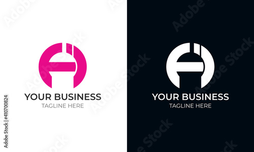 initial letter logo A inside circle shape, AI, IA, upper case monogram