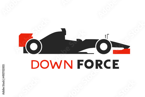 Racing car and downforce message