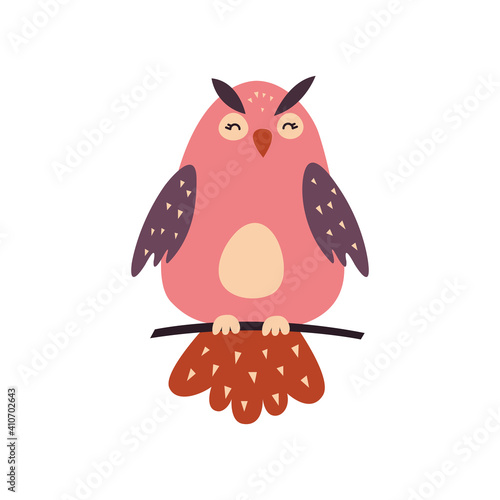 Cute collection of vector colorful owls. Illustration on white isolated background.