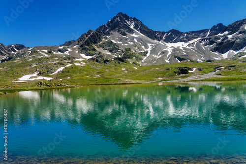 Passo Gavia, mountain pass in Lombardy, Italy, at summer. Lake © Claudio Colombo