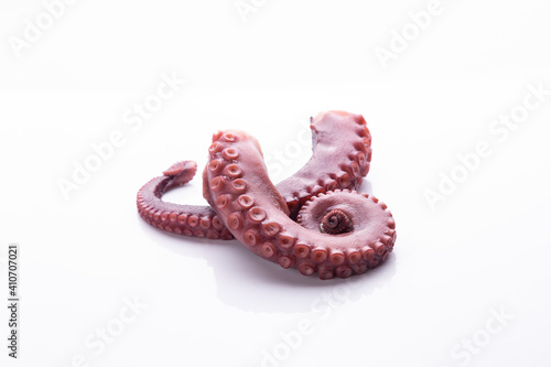 tentacles of stew octopus isolated on white background.
