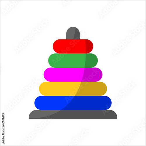 Pyramid Toy Icon, Kids Children Stackable Ring Toy