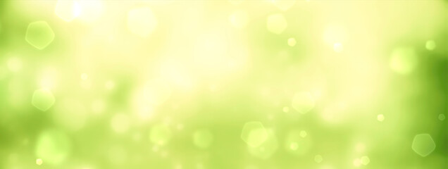 Spring background - abstract banner - green blurred bokeh lights