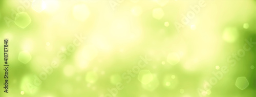 Spring background - abstract banner - green blurred bokeh lights