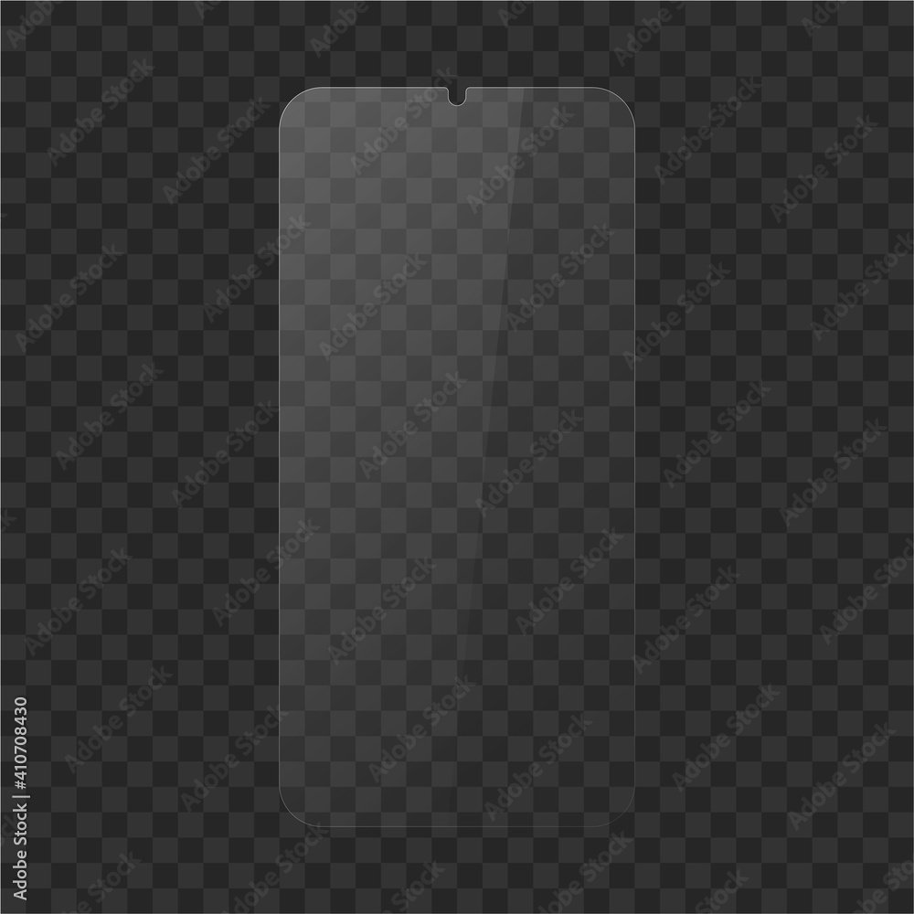 custom made wallpaper toronto digitalGlass screen protector or glass cover. Vector screen protector for android smartphone with white glare. Mobile cover accessory for display. Mobile accessory. Vector illustration EPS10