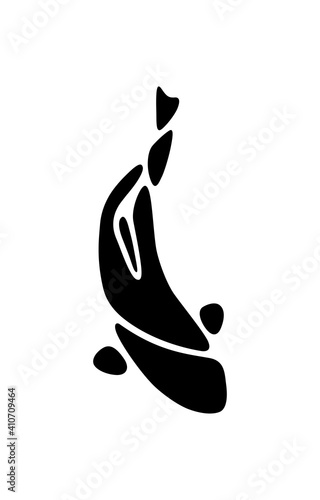 Japanese koi fish logo on white, top view