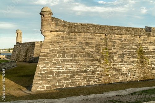 San Agustin, Florida, United States. March 1, 2020: Fortress of San Marcos and blue sky. San Marcos castle. photo