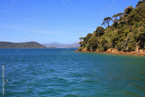 Turquoise sea water in the Queen Charlotte Sound.
