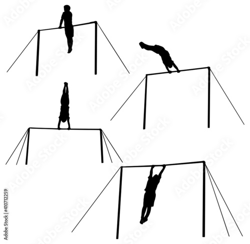 Gymnast on the high bar silhouette 