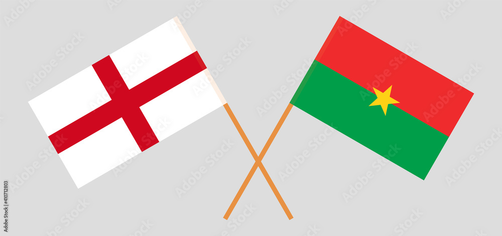 Crossed flags of England and Burkina Faso