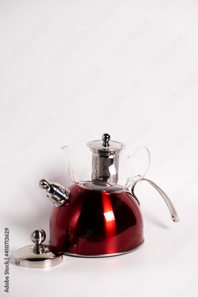 Red kettle isolated in white background Red kettle isolated in white background