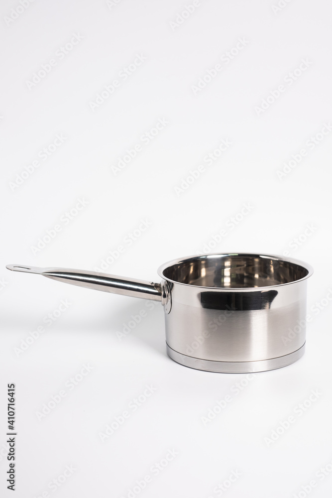 Stainless steel stewpot on white background Stainless steel stewpot on white background