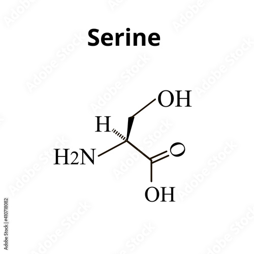 Serine amino acid. Chemical molecular formula Serine amino acid. Vector illustration on isolated background