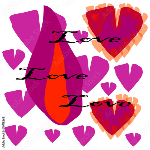 love, hearts, valentine's day, love flame, print on a poster, postcard, fabric, stickers, print on children's clothes, on t-shirts, on dishes, on aprons to the kitchen