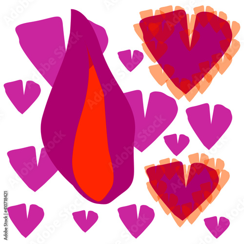 love, hearts, valentine's day, love flame, print on a poster, postcard, fabric, stickers, print on children's clothes, on t-shirts, on dishes, on aprons to the kitchen