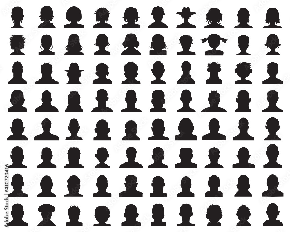 SVG Silhouettes of male and female heads, Avatars icons SVG Silhouettes of male and female heads, Avatars icons