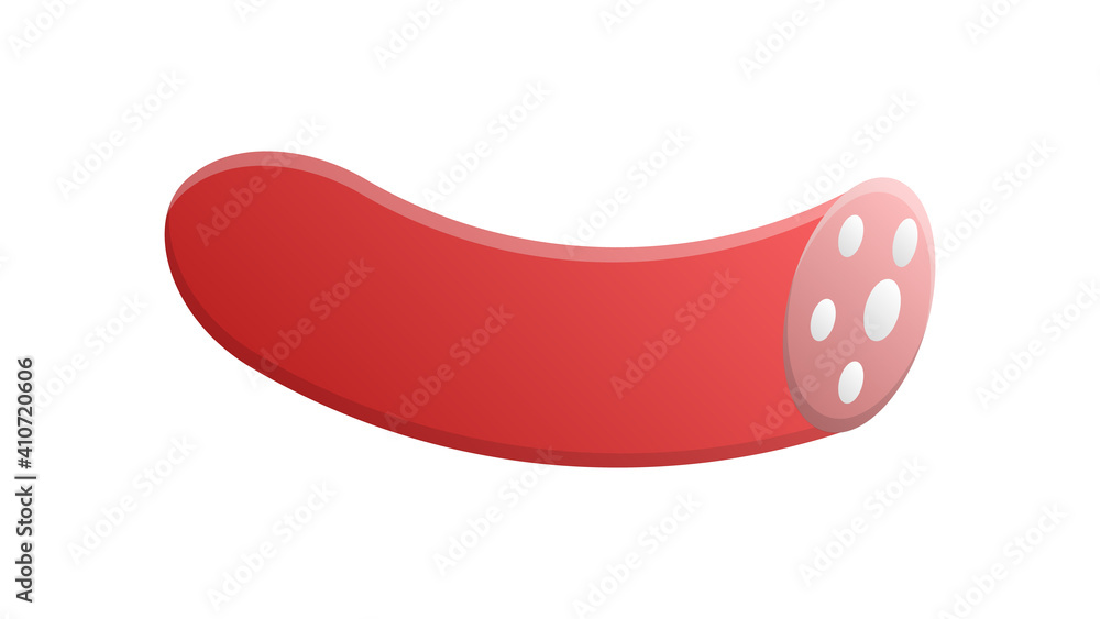 Cartoon style salami. Illustration different kinds of slices. Presentation of meat products for cafes and restaurants. Isolated on white background. Website page and mobile app design Cartoon style salami. Illustration different kinds of slices. Presentation of meat products for cafes and restaurants. Isolated on white background. Website page and mobile app design
