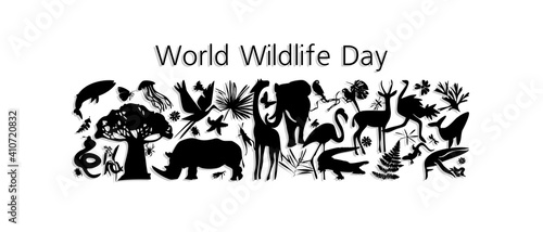 World Wildlife Day, March 3. Vector illustration for you design, card, banner, poster poster.