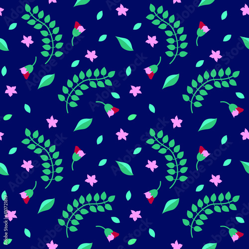 Abstract Green leaves seamless pattern