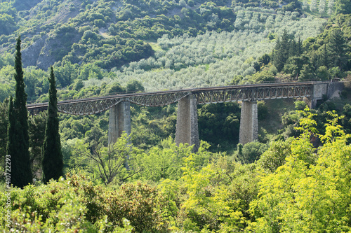 Greece The famous railroad Gorgopotamos bridge photo