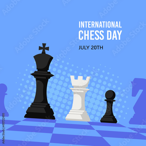 International Chess Day Banner Template, Flat Vector Illustration