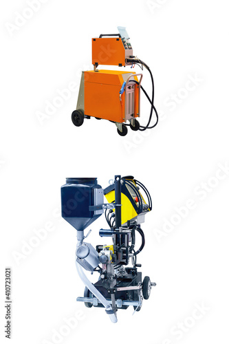 Modern welding machines with program control isolated on white background