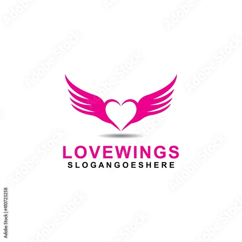 Love wings Logo Template design vector