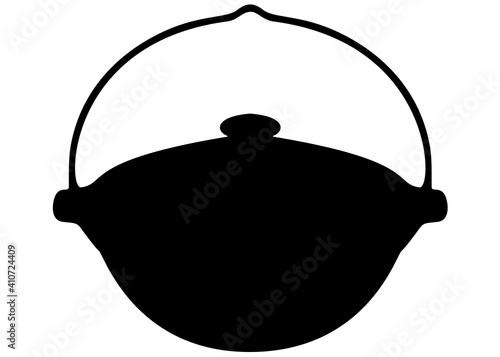 Large tourist cauldron for cooking.