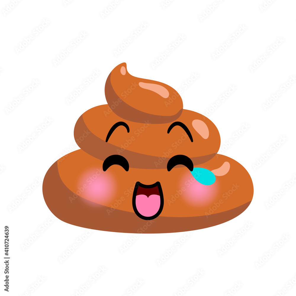 Shit or turd emoji vector icon with happy laughing smile on a face, isolated illustration in flat cartoon and kawaii style. Shit or turd emoji vector icon with happy laughing smile on a face, isolated illustration in flat cartoon and kawaii style.