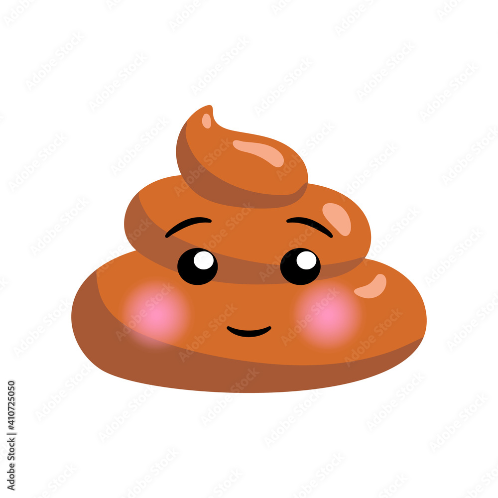 Shit or turd emoji vector icon with happy smile on a face, isolated illustration in flat cartoon and kawaii style. Shit or turd emoji vector icon with happy smile on a face, isolated illustration in flat cartoon and kawaii style.