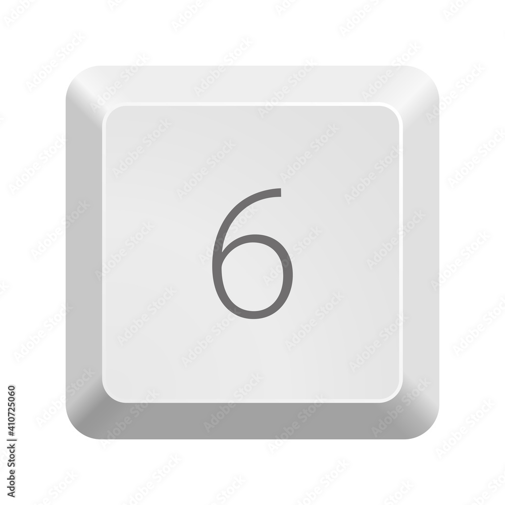 Button with number 6. Icon Vector Illustration.  