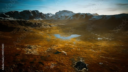 small lakes in Canada near mountains photo