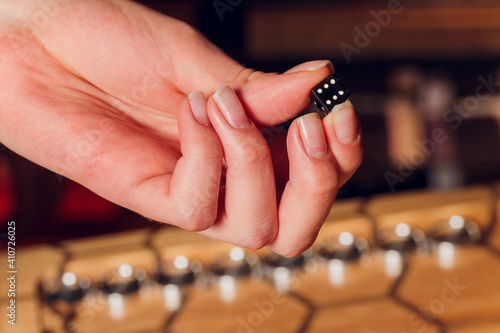 Print op canvas Playing backgammon game