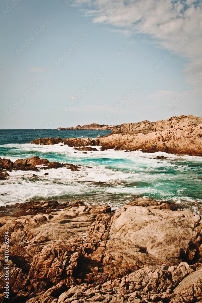 view of rocks on the blue sea of the north of Sardinia