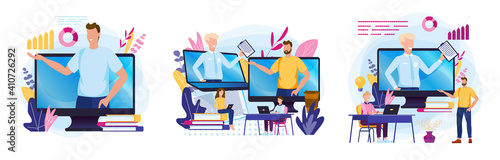 Set of work online, report on work over the Internet, cloud storage, video, sending documents by email.