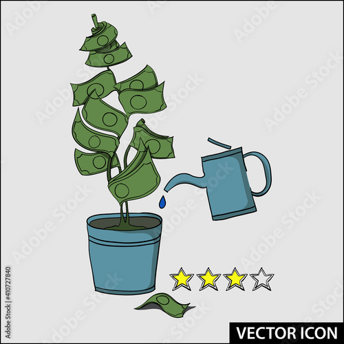 vector icon of money tree, investment infusion income growing