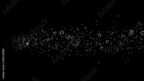 Animation floating water bubbles or soap air bubbles. Bubbles fly from left to right. Template for Mineral bubbles or carbonated drink. Template for soap detergents or shampoos. Alpha channel. 4K.