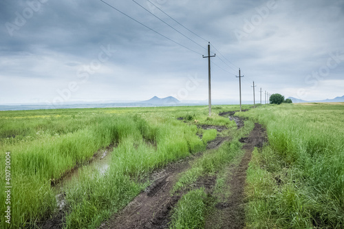 Power line supports. Electricity transmission © wasdok101