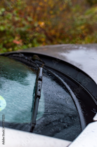 Car trip on rainy day