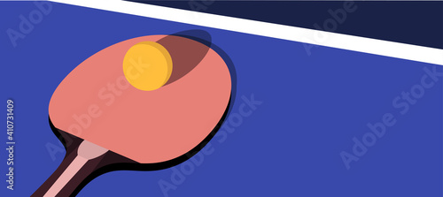 racket and ball for playing ping pong