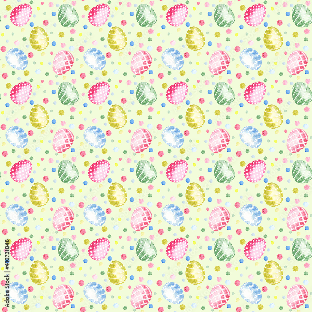 Fototapeta premium easter eggs on green seamless pattern