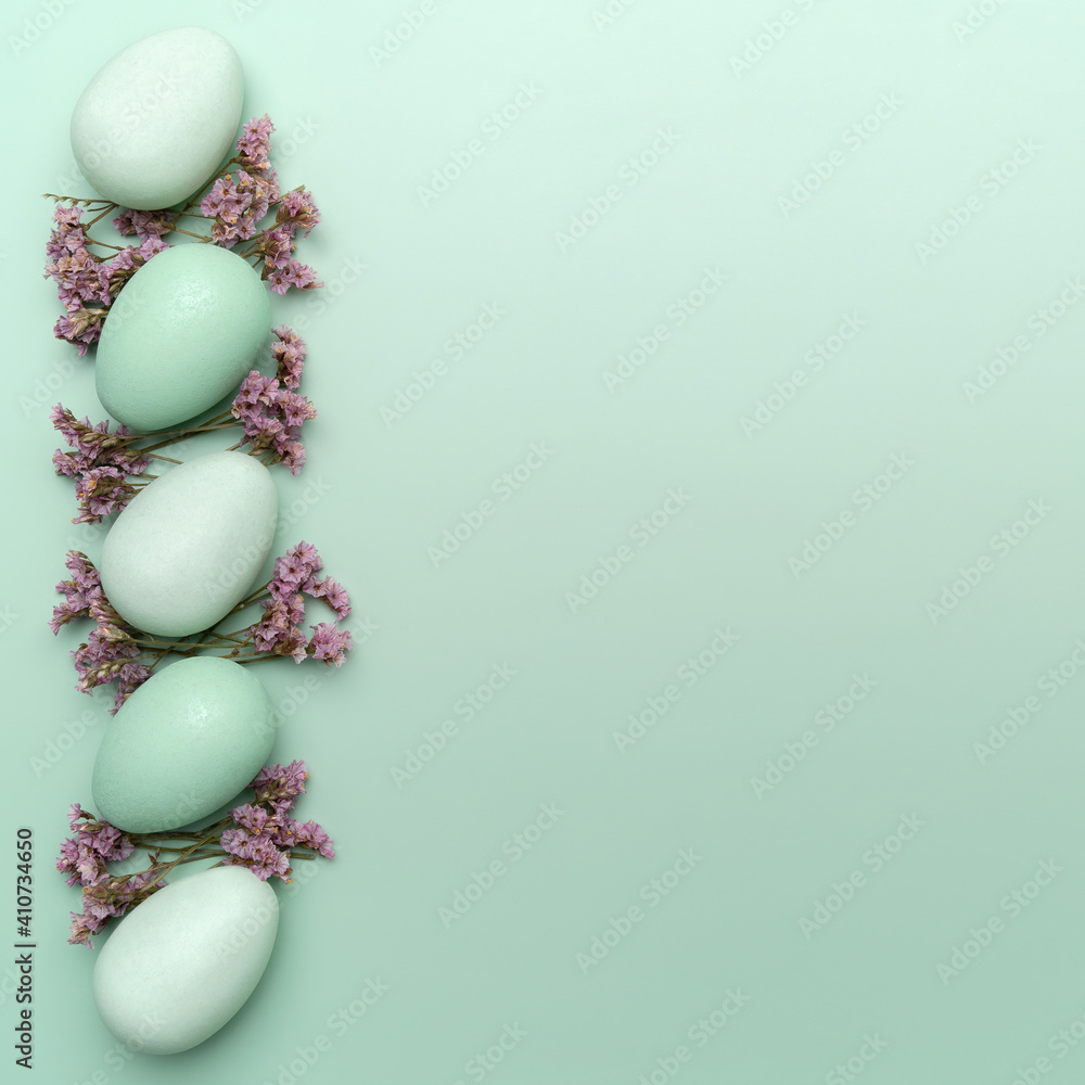 Creative flat lay photo of easter eggs on colorful background. Creative flat lay photo of easter eggs on colorful background.
