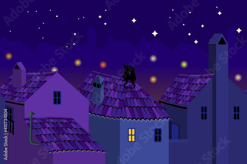 a couple of cats on the roof